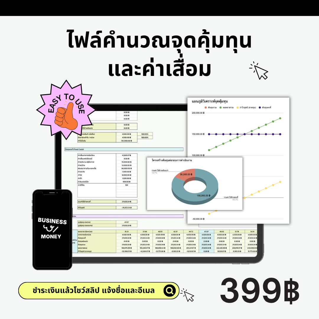 ไฟล์จุดคุ้มทุน BEP BUSINESS W MONEY